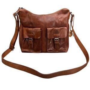 Spikes & Sparrow Caramel Brown Leather Crossbody Shoulder bag Purse